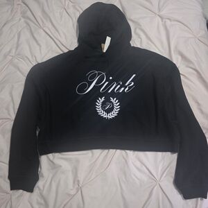 Black VS Pink Cropped Hoodie